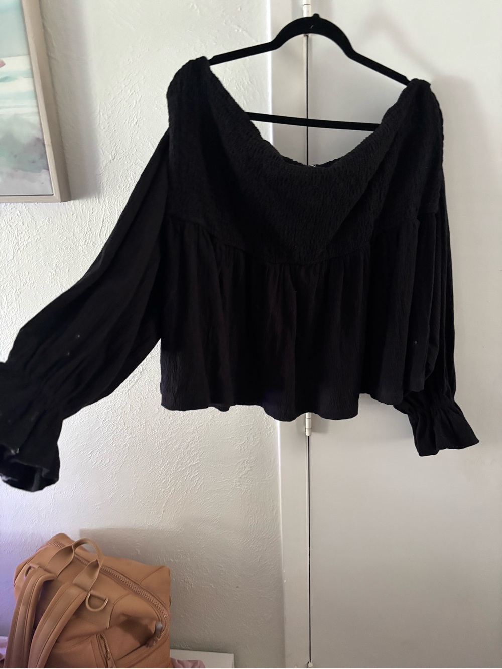 Women's Black Off-Shoulder Peasant Top - ASOS Brand